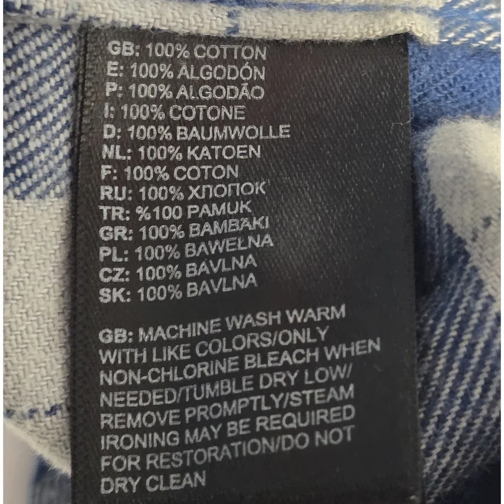 The North Face Mens Size L Long Sleeve Blue Checked Plaid Flannel Button‎ Up